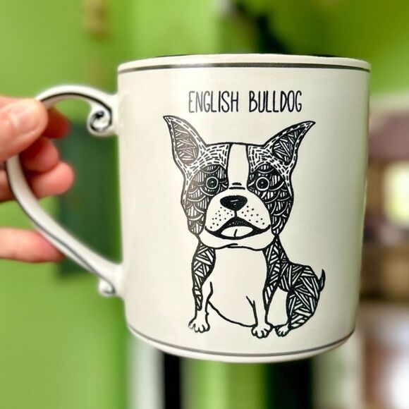 Other - Charming English Bulldog Ceramic Mug With Polka Dot Interior